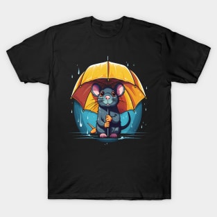 Rat Rainy Day With Umbrella T-Shirt